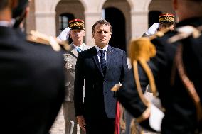 President Macron Attends A Military Ceremony - Paris