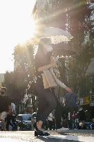 Unseasonably hot day in Japan