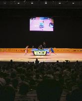 Table tennis match at theater-like venue