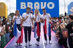 French Medalists of the Olympics Games at the Trocadero - Paris