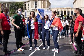 French Medalists of the Olympics Games at the Trocadero - Paris
