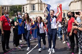 French Medalists of the Olympics Games at the Trocadero - Paris