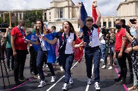 French Medalists of the Olympics Games at the Trocadero - Paris