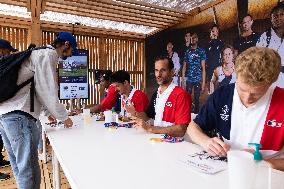 France gold medalists foil fencing team at the fan zone of the Trocadero - Paris