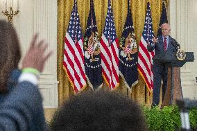 US President Joe Biden delivers remarks on the efforts to get more Americans vaccinated and the spread of the Delta variant