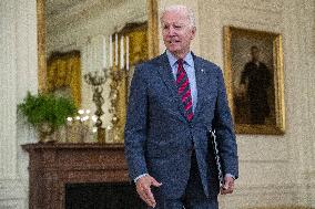US President Joe Biden delivers remarks on the efforts to get more Americans vaccinated and the spread of the Delta variant
