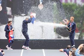 France Olympics Medalists At The Fan Zone Of The Trocadero - Paris