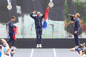 France Olympics Medalists At The Fan Zone Of The Trocadero - Paris