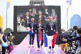 France Olympics Medalists At The Fan Zone Of The Trocadero - Paris