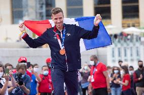 France Olympics Medalists At The Fan Zone Of The Trocadero - Paris