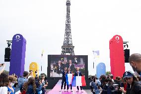 France Olympics Medalists At The Fan Zone Of The Trocadero - Paris