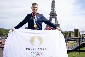 France Olympics Medalists At The Fan Zone Of The Trocadero - Paris