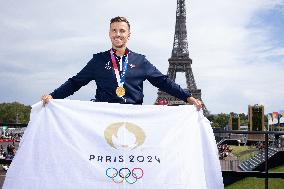 France Olympics Medalists At The Fan Zone Of The Trocadero - Paris