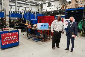 MD: U.S. President Joe Biden visits Plumbers and Gasfitters UA Local 5 Training Facility
