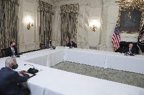 DC: President Biden participates in a briefing from the FEMA Administration, Homeland Security and Covid-19 response teams
