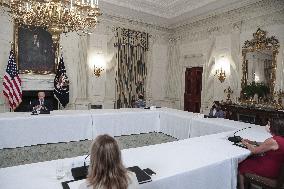 DC: President Biden participates in a briefing from the FEMA Administration, Homeland Security and Covid-19 response teams