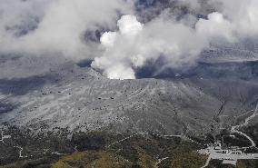 Mt. Aso eruption in southwestern Japan