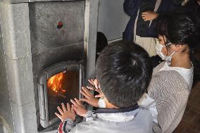 Stone stove at western Japan elementary school