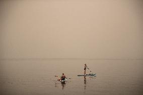 Smoke From Wildfires Blankets Okanagan Lake - Canada