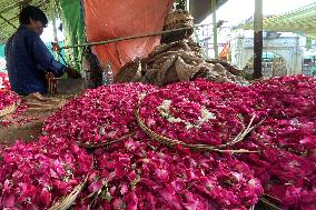 Selling Rose petals in Rajasthan