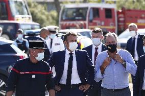 Macron Visits Wildfire-Affected Area - Le Luc