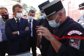 Macron Visits Wildfire-Affected Area - Le Luc