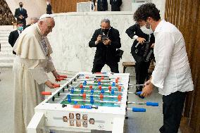 Pope Francis Plays Table Football - Vatican