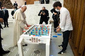 Pope Francis Plays Table Football - Vatican