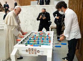 Pope Francis Plays Table Football - Vatican