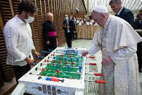 Pope Francis Plays Table Football - Vatican