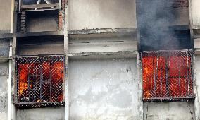 Fire at six-storey building in Dhaka - Bangladesh