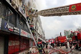 Fire at six-storey building in Dhaka - Bangladesh