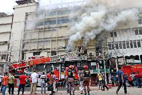 Fire at six-storey building in Dhaka - Bangladesh