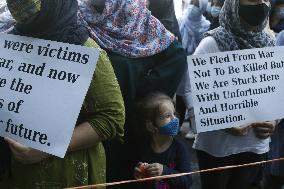 Afghan Refugees Living In Delhi Hold Protest