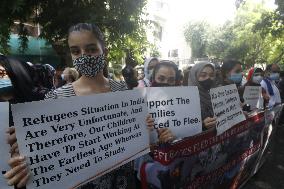 Afghan Refugees Living In Delhi Hold Protest