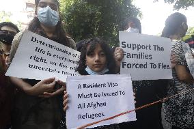 Afghan Refugees Living In Delhi Hold Protest