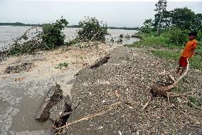 Flooding Caused By Heavy Rains Erode Bank River - Bangladesh