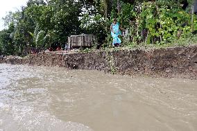 Flooding Caused By Heavy Rains Erode Bank River - Bangladesh