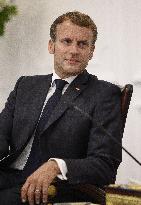 Emmanuel Macron and Irakian Prime Minister Moustafa Al-Kazimi make a statement to the press - Bagdad