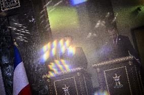 Emmanuel Macron and Irakian Prime Minister Moustafa Al-Kazimi make a statement to the press - Bagdad