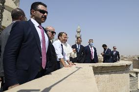 French Président Emmanuel Macron visiting the Our Lady of the Hour Church - Mosul