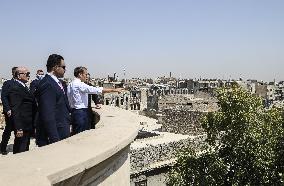 French Président Emmanuel Macron visiting the Our Lady of the Hour Church - Mosul