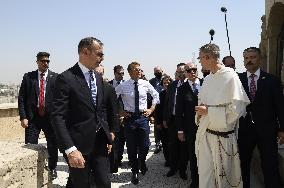 French Président Emmanuel Macron visiting the Our Lady of the Hour Church - Mosul