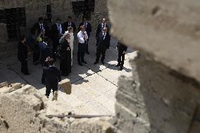 French Président Emmanuel Macron visiting the Our Lady of the Hour Church - Mosul