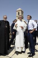 French Président Emmanuel Macron visiting the Our Lady of the Hour Church - Mosul