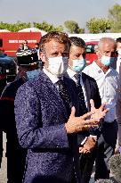 Macron visits wildfire area - Le Luc