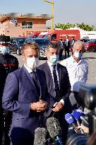 Macron visits wildfire area - Le Luc