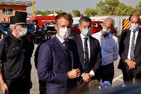 Macron visits wildfire area - Le Luc