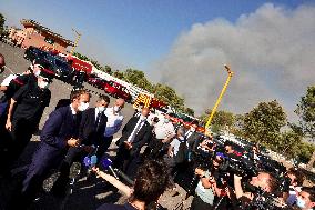 Macron visits wildfire area - Le Luc