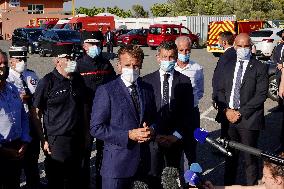 Macron visits wildfire area - Le Luc